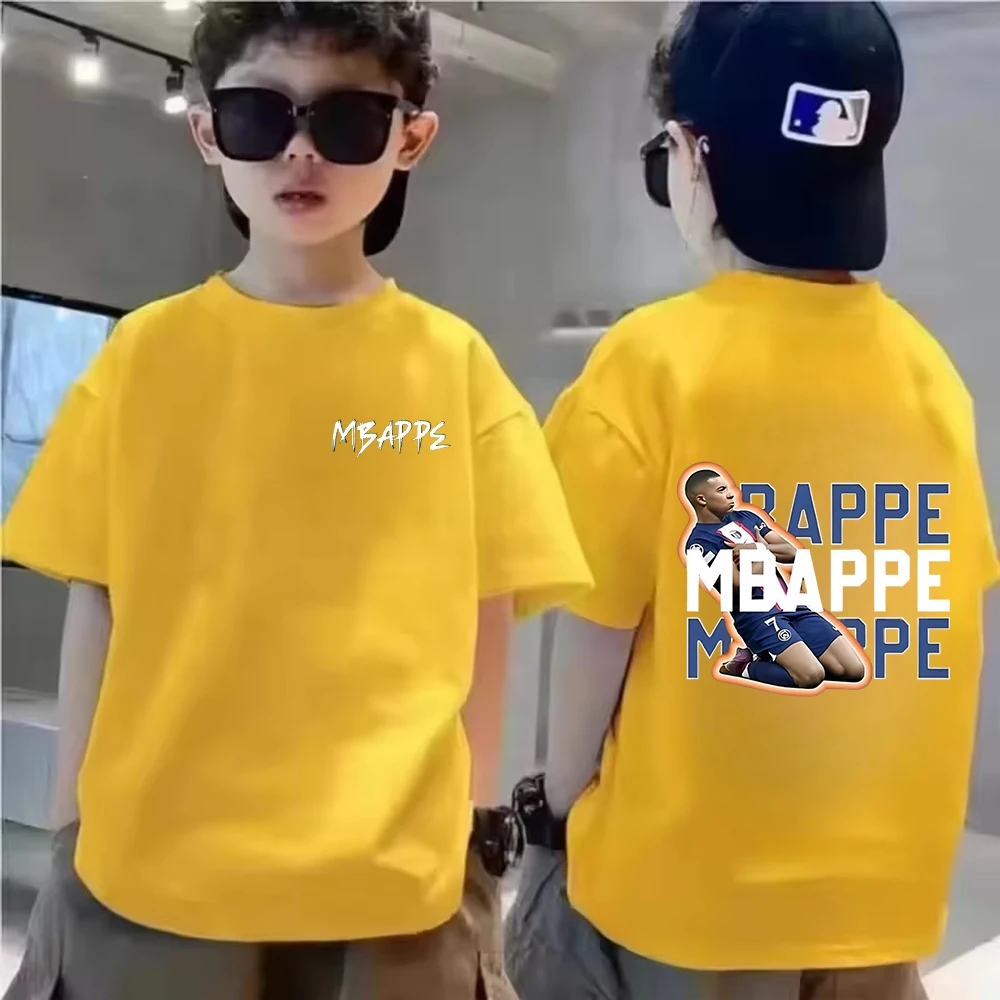 

Брендовая детская футболка Mbappe Avatar с двусторонним принтом, одежда для мальчиков, летняя спортивная хлопковая модная футболка с короткими рукавами, детская футболка