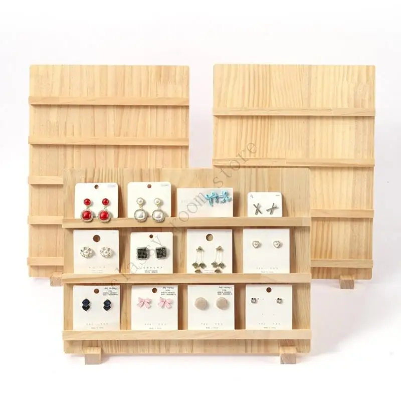 Wooden Jewelry Display Stand Rack 3 Layers/4 Layers Earring Nail Art Display Board For Home Retail Store Jewellery Holder
