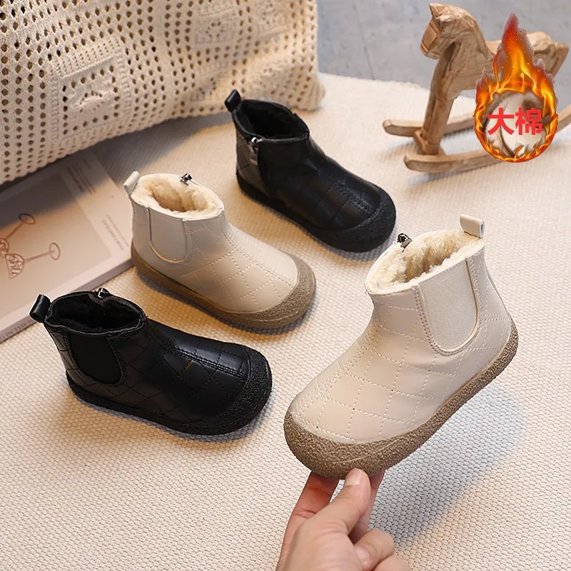 

Winter Children's Shoes Boy Ankle Boots Fashion Velvet Thicken Children's Shoes Cotton Shoes Girl Snow Boots Keep Warm