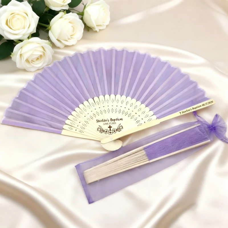 10PCS Personalized Baptism Fans with Bag, Custom Baptism Gifts for Guests, Personalized Communion Fans, Communion Gifts