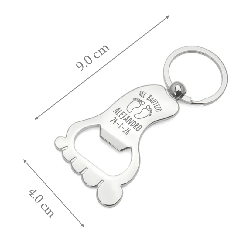 Baptism Gift for Guest Personalized Foot Shaped Keychain Bottle Opener Baby Shower Souvenir 1st Birthday Celebration Party Favor