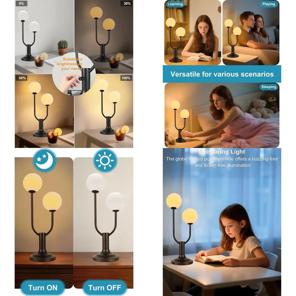 

Современная черная настольная лампа середины века, теплый белый свет с регулируемой яркостью, прикроватная настольная лампа с лампочками G9 для спальни, гостиной и хо