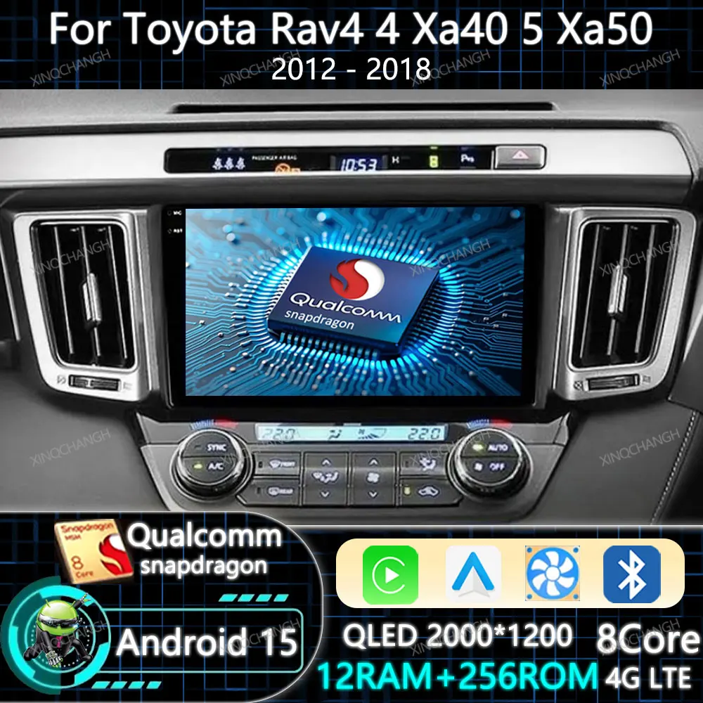 

Автомагнитола Android 15 с Carplay и Auto для Toyota RAV4 (XA40, XA50) 2012-2018, навигация 4G WIFI GPS, QLED, Qualcomm, головное устройство 2DIN