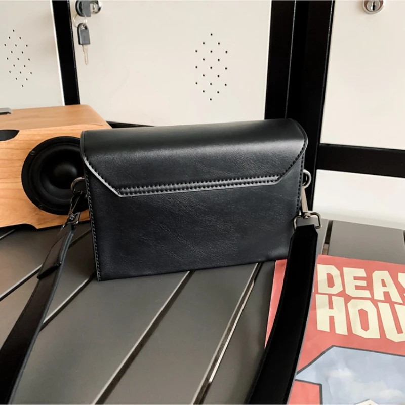 Designer Box Shape Flap Bag Fashion Men Small Square Bag Pu Leather Solid Color Shoulder Bag Trendy Crossbody Mobile Phone Purse