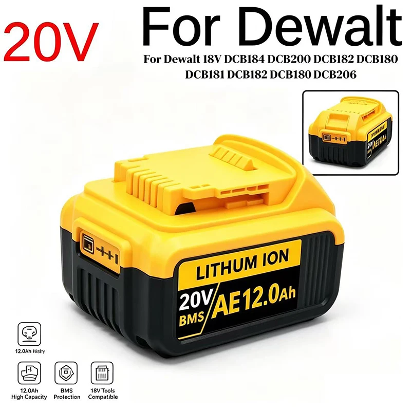 Für Original DEWALT 18V 20V Lithium-Ionen-Akkus 12Ah DCB203 Li-Ionen-Akku Ersatz für DCB206 DCB205 DCB204 DCB200 Elektrowerkzeuge
