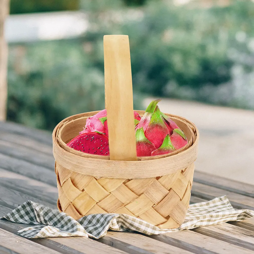 

5 Pcs Small Wooden Basket Christmas Tree Mini Wicker Hamper for Wedding Favors Picnic Baskets Party Candy