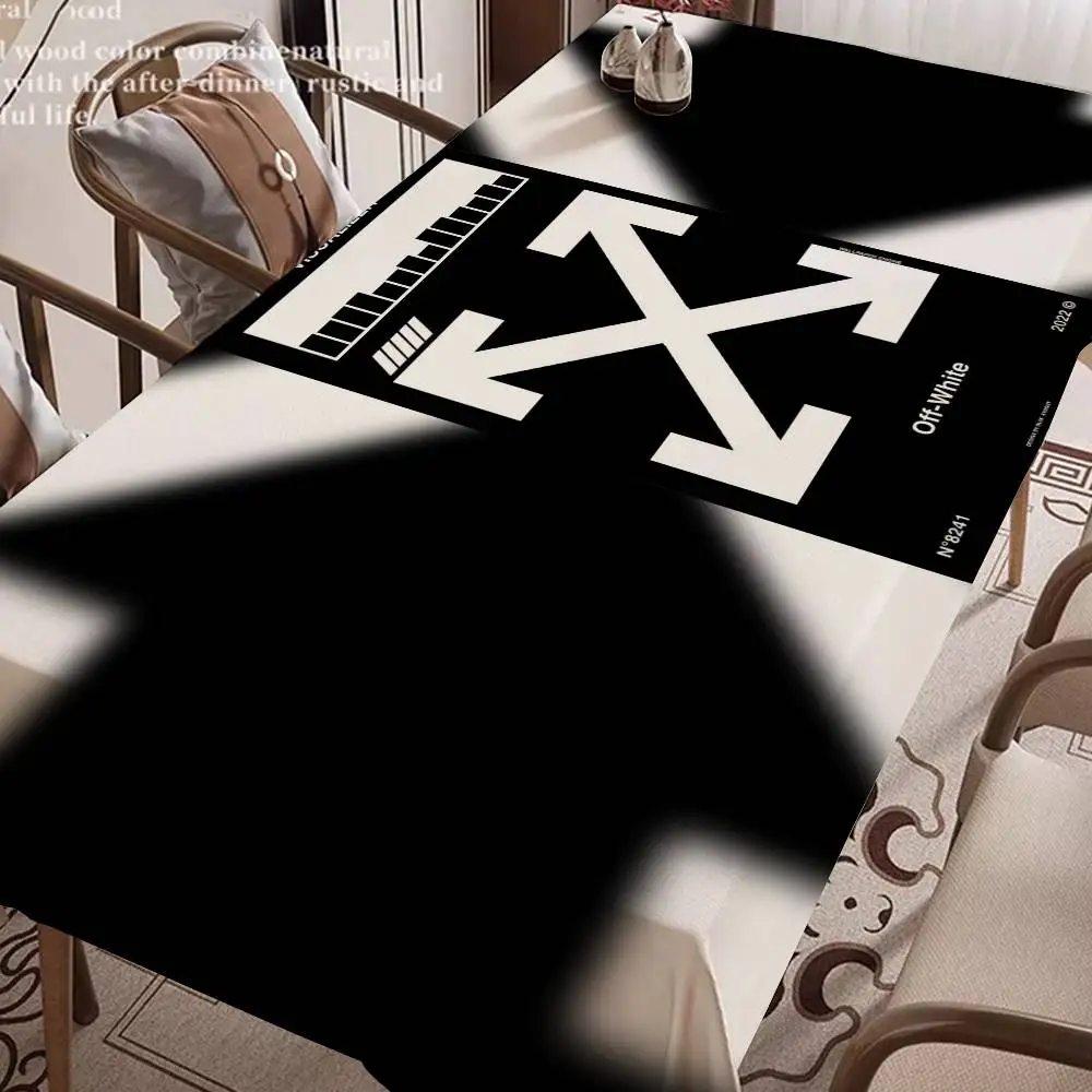 O-Off W-White Fashion Brand Table Cloth Rectangular Stain Tablecloth Oilcloth Mantel Mesa Impermeable Tablecloth Decoration
