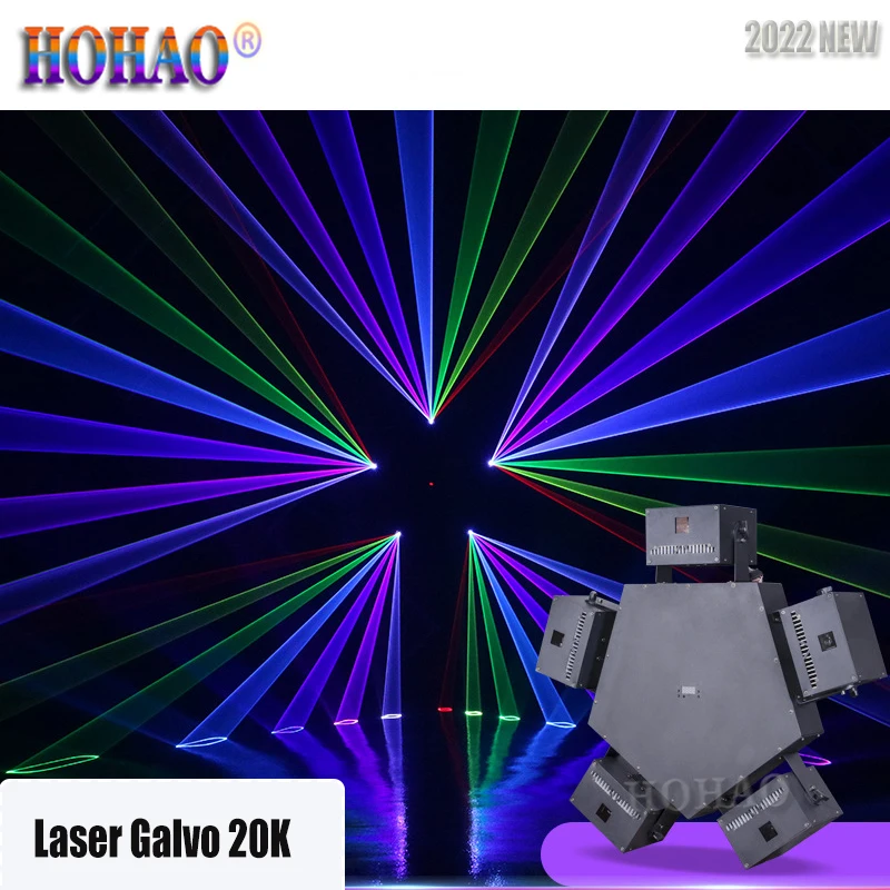 HOHAO Hot Sales 5 Head Laser Full Color Animation Laser's Night Dj Disco Event New Design Animated Lines RGB 5W/10W High Power