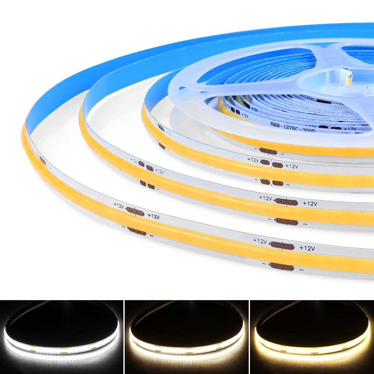 5M 10M Fob Cob Led Strip Lights Hoge Dichtheid Flexibele Diode Tape Licht 3000K 4000K 6000K Lineair Dimbaar 12V 24V