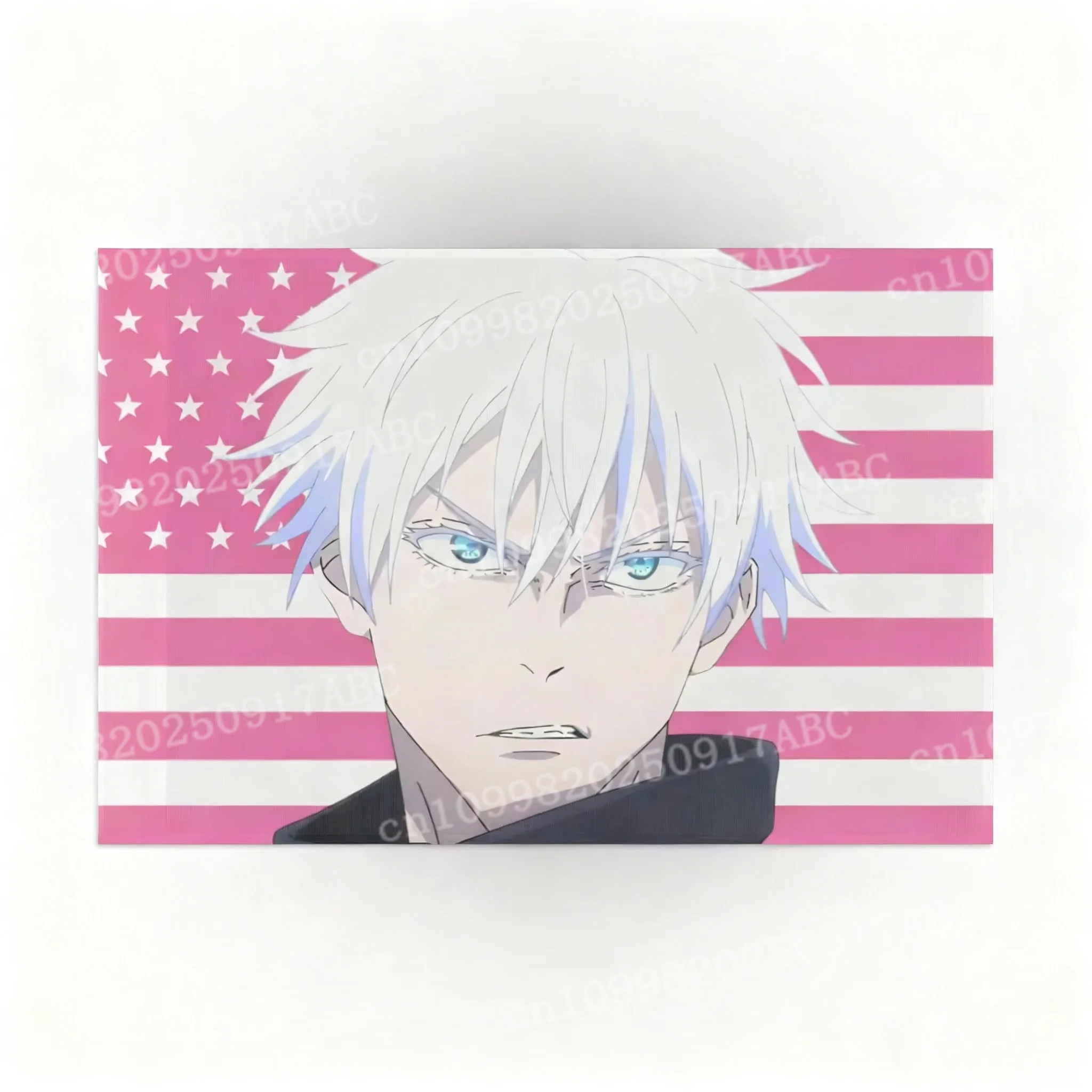 Anime Tapestry Satoru Gojo Pink Flags Wall Tapestries Bedroon Wallpapers Background Wall Cloth Party Banner Decor Home Tapestry