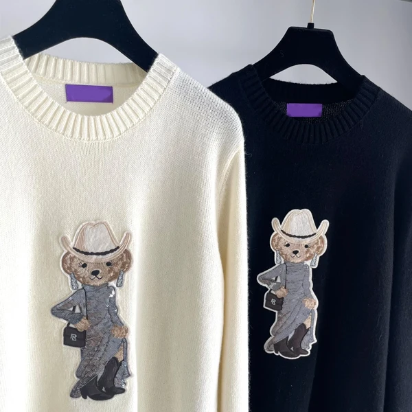 Automne hiver Briti Sle tricoté laine Camere coupe ample pull rond Ne Long Sve femmes Faion haut