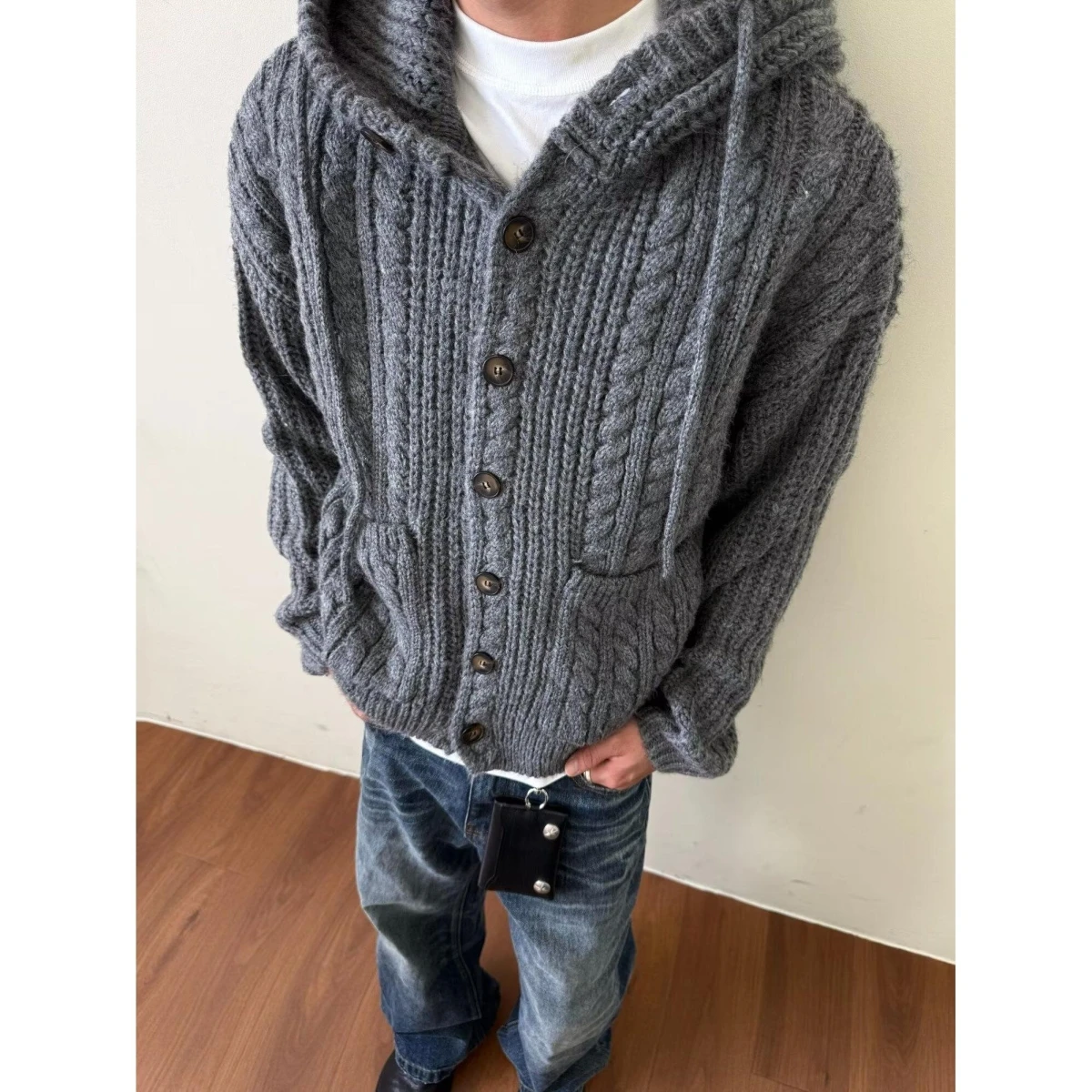 

Men's Loose Knitted Open Cardigan Sweater Autumn Winter Retro Style Casual Fashion Couple's Knitwear Polyester Fiber