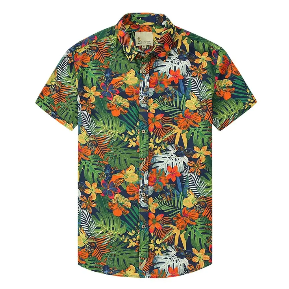 

Samlona Mens Fashion Coconut Tree Blouse 2023 Short Sleeve Beach Shirt Masculina Camisa Tops blusas Homme Ropa Men Clothing