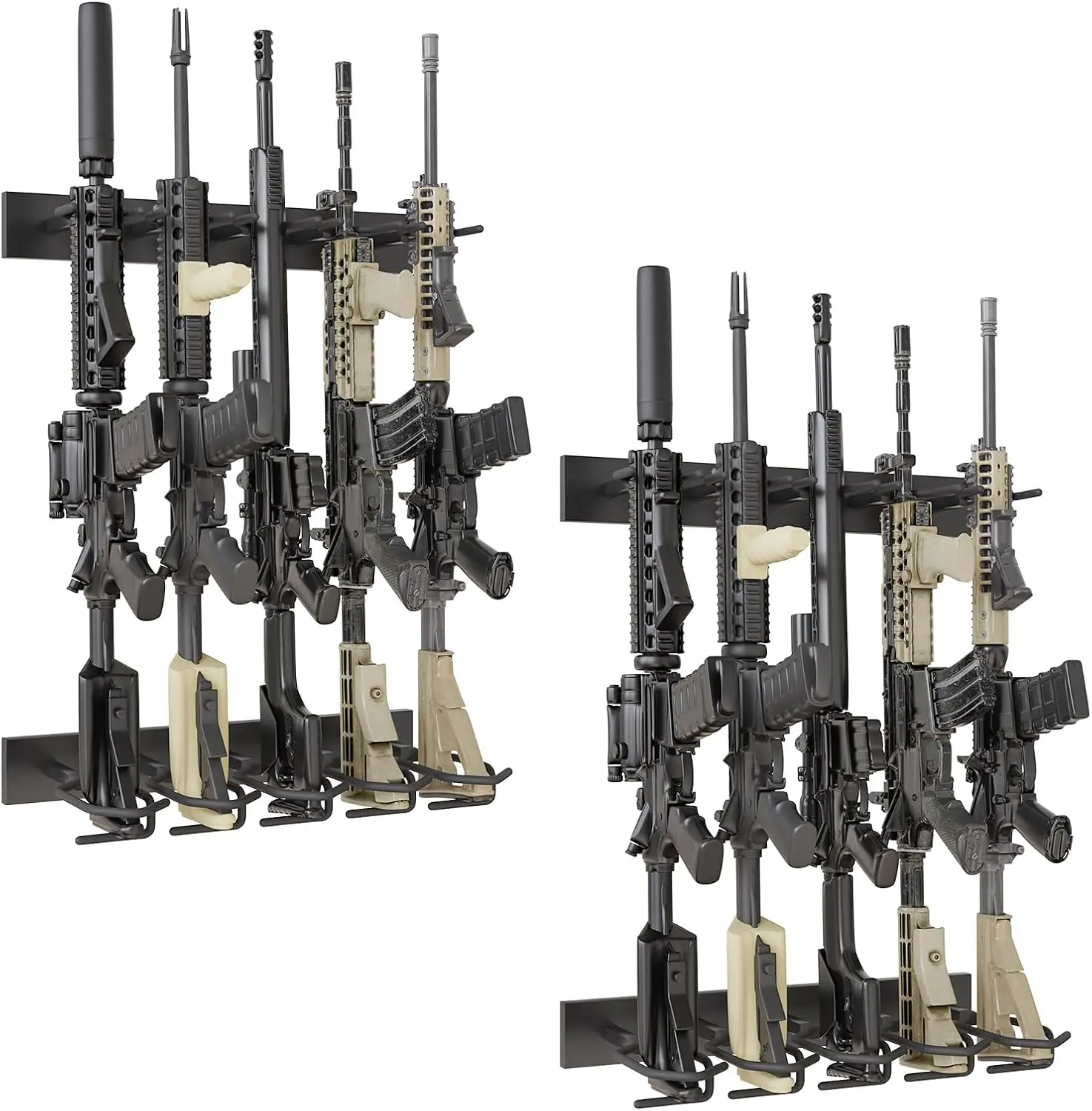 

10 Slot Heavy Duty Steel Gun Rack for Wall Mount Securely Holds Shotguns Rifles Display Stand