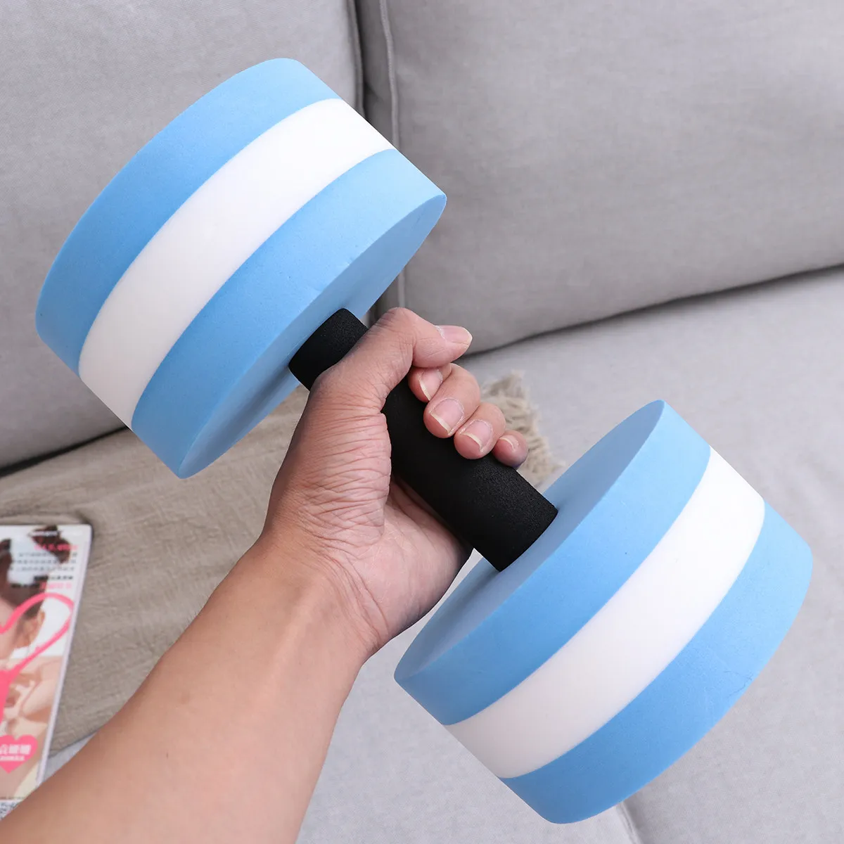 1Pcs Aquatic Water Dumbbells Eva Foam Barbell for Pool Exercise Buoyancy Resistance Water Walking Rowing Push Downs Flexibility