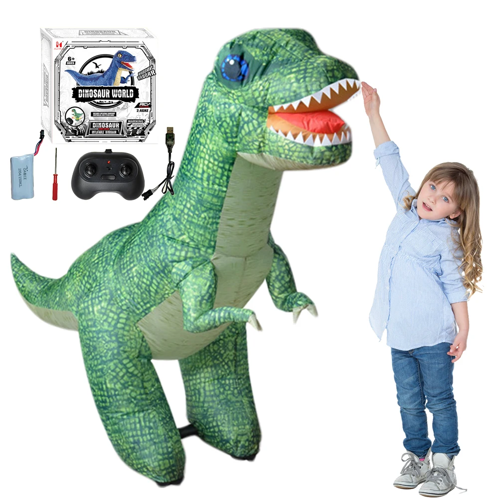 Inflatable Remote Control Dinosaur Cosplay Costume Kids Electric Walking T-Rex Toys RC Giant Dinosaur Christmas Educational Gift