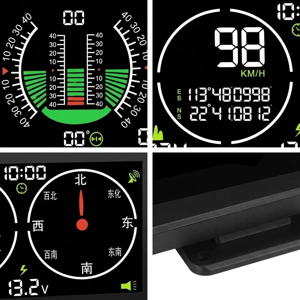For GPSM60 Vehicle Slope Monitoring Device with High Definition LCD Screen Altitude Pitch Roll Angle and For GPS Tracking