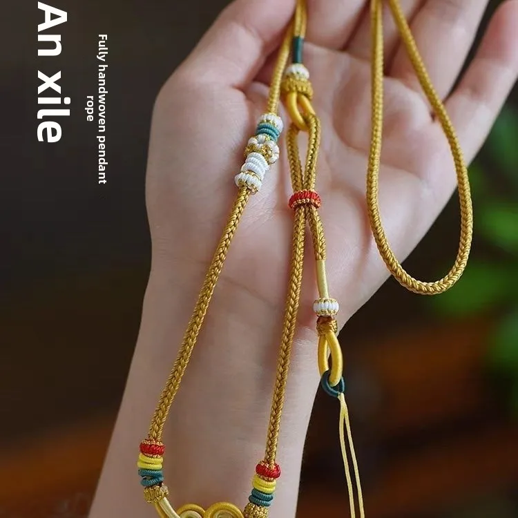 Chinese Style Auspicious Handmade Eight Strands Braided Adjustable Pendant Necklace Rope For Gold Amber Jade Compass Good Luck