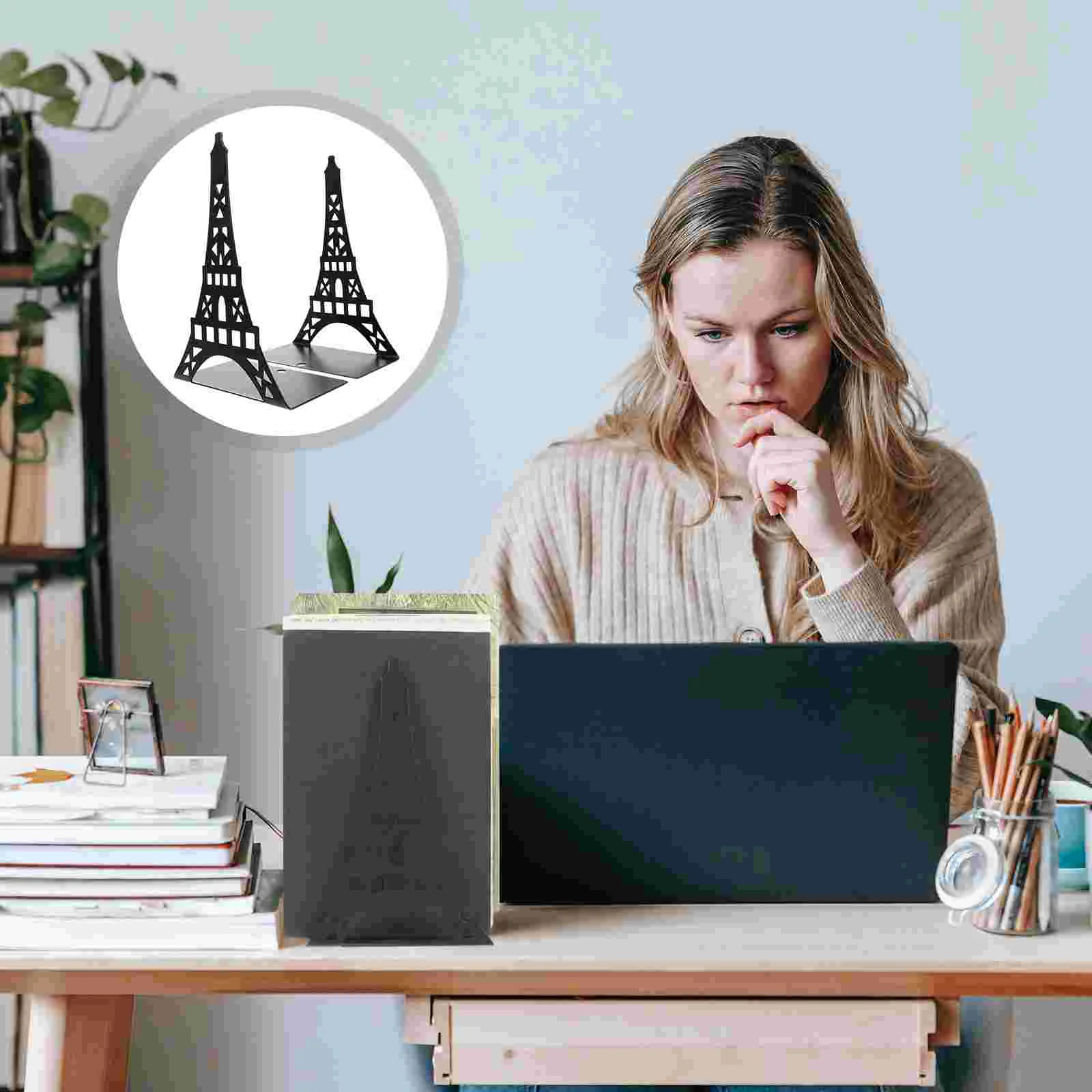 Book Ends Book End Metal Bookend Creative Eiffel Tower Bookends Black Shelf Black Bool Organizer Home Office