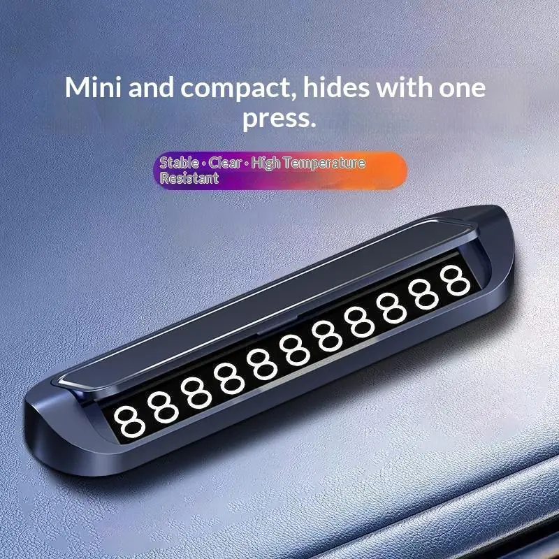 Car Temporary Parking Phone Number Plate High Temperature Resistant One-Click Hide for Car Dashboard Parking Display