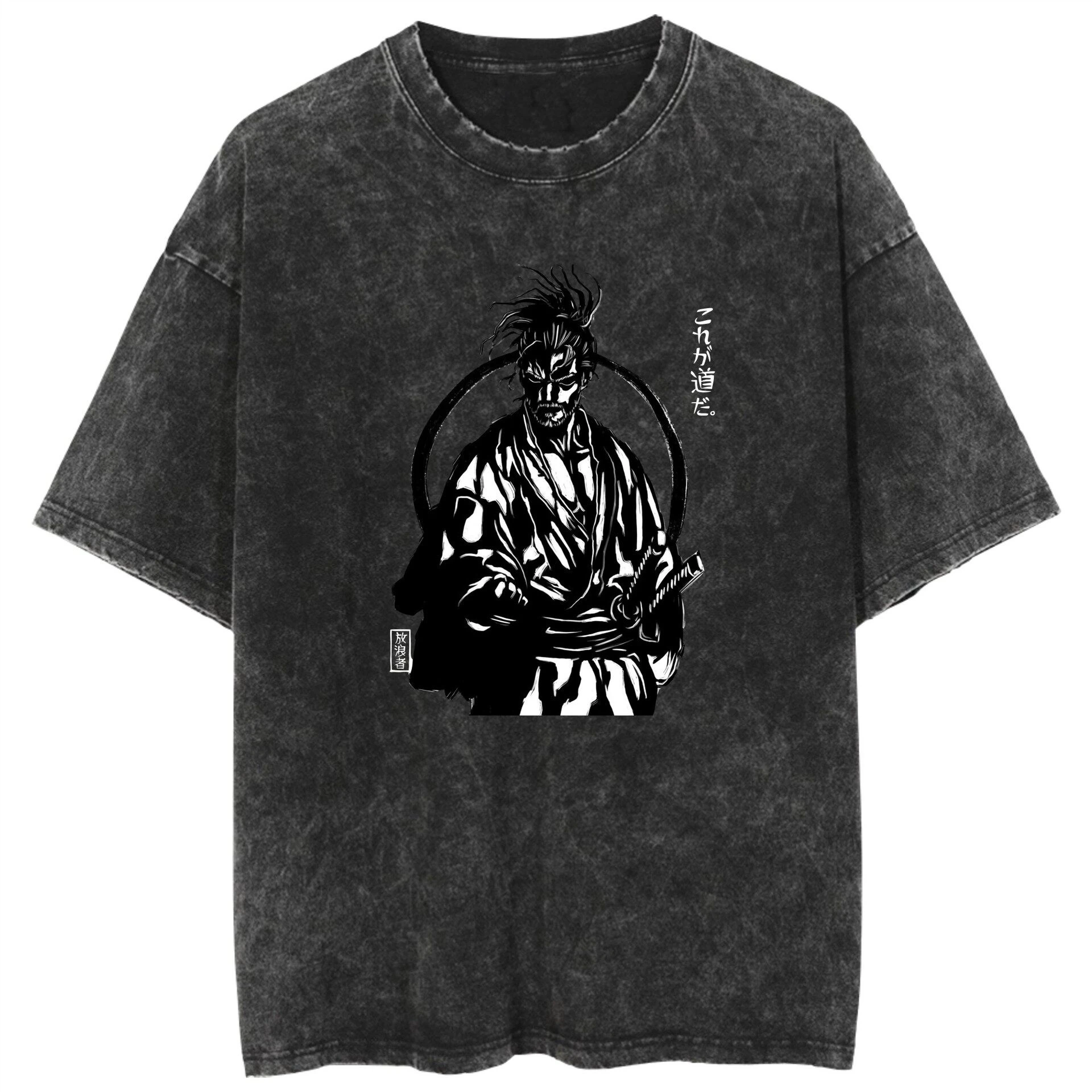 2026 Wash T-shirt Anime Vagabond Miyamoto Musashi Casual Cotton Summer Short Sleeve Men and Women Pure Cotton Wide