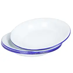 4pcs Vintage Enamel Plates Food Dish Unbreakable Serving Tray Snack Appetizer Salad Fruit Platter Kitchen Dining Tableware