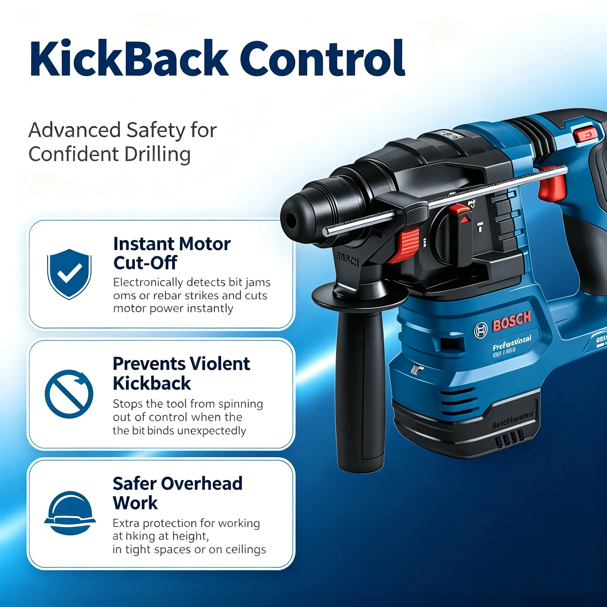 Bosch GBH 185-LI Professional Cordless Rotary Hammer, 18V Brushless SDS-plus Hammer Drill for Concrete & Masonry Drilling