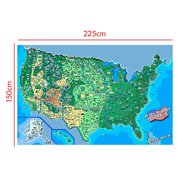 225*150 см карта США нетканый холст покраска стены декоративный постер и принты офисные школьные принадлежности украшение для дома