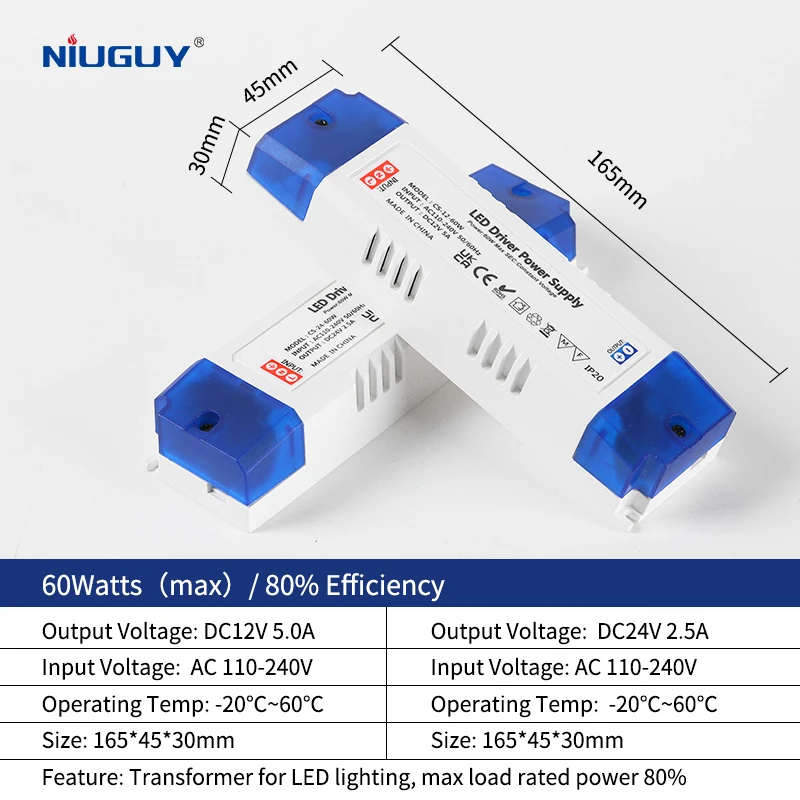 Imagem -04 - Transformador de Iluminação Led ac para dc Adaptador para Interior Tiras de Luz Led 100w 80w 60w 36w 24w 12w