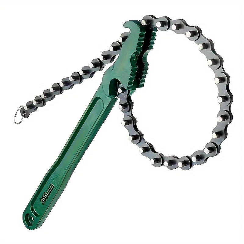 Adjustable Heavy DutyChain Wrench with Ergonomic Handle Steel Body, Removal Tool for Oil Filter and Pipe Fitting MaintenanceWork