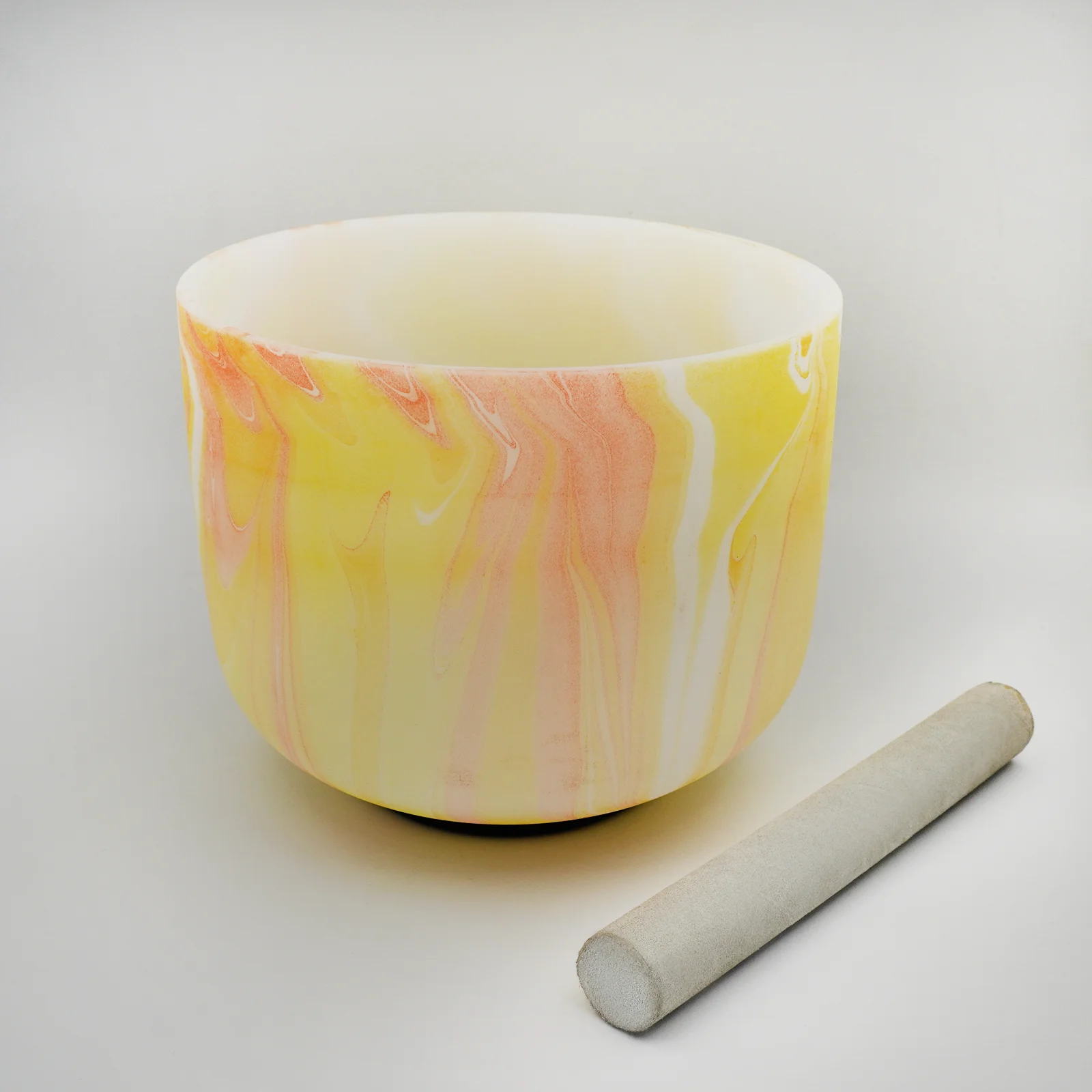 KVKA Hand-Made Colored Frosted Quartz Crystal Singing Bowl Meditation with Rubber Mallet, Yoga Deep Sleep Sound Healing