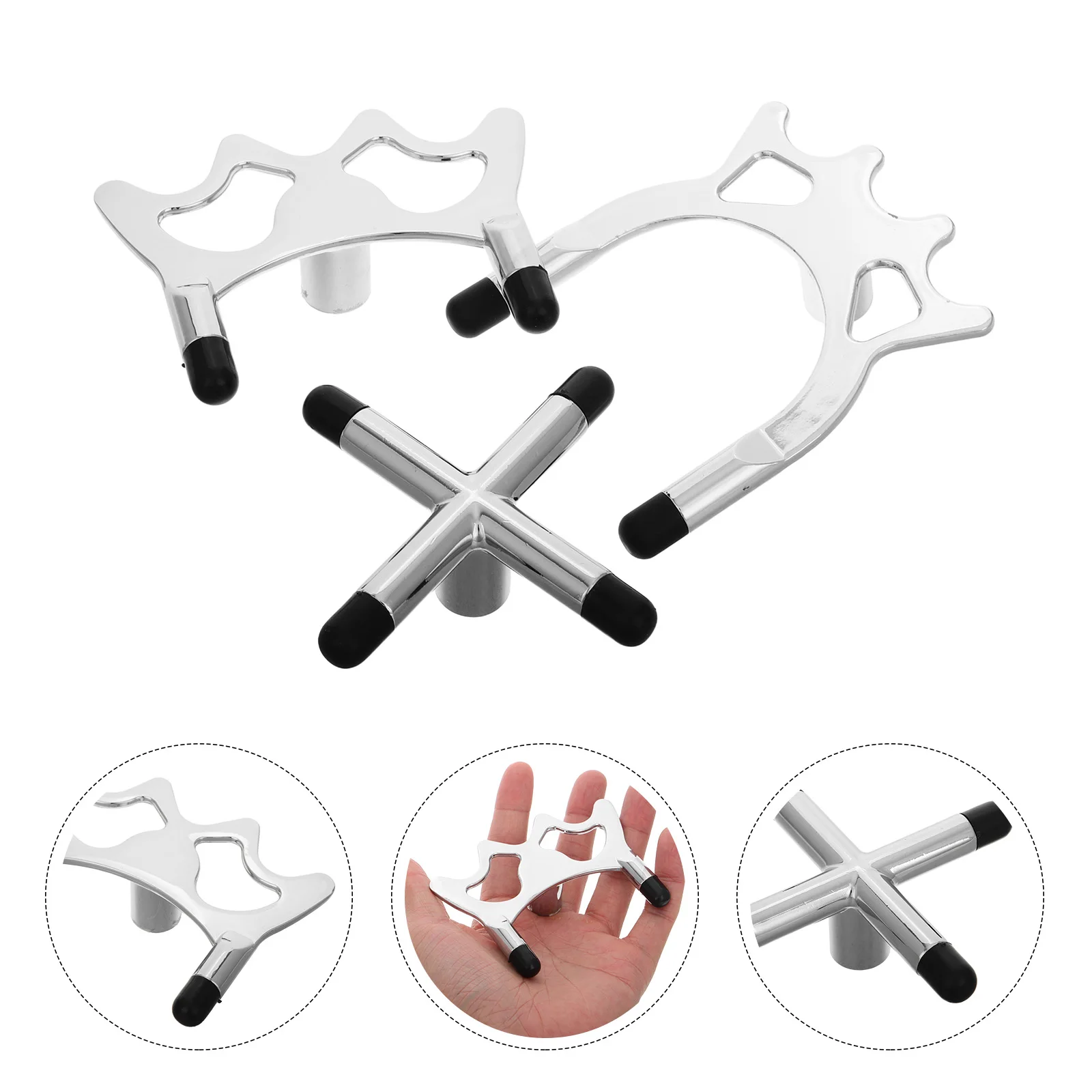 

3pcs Billiard Cue Stand Faux Copper Cross Design Forks Stabilizing Pool Stick Accuracy Snooker