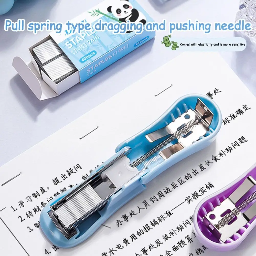 Portable Cartoon Panda Mini Stapler with Staples Multifunctional Paper Binder Binding Machine Office School
