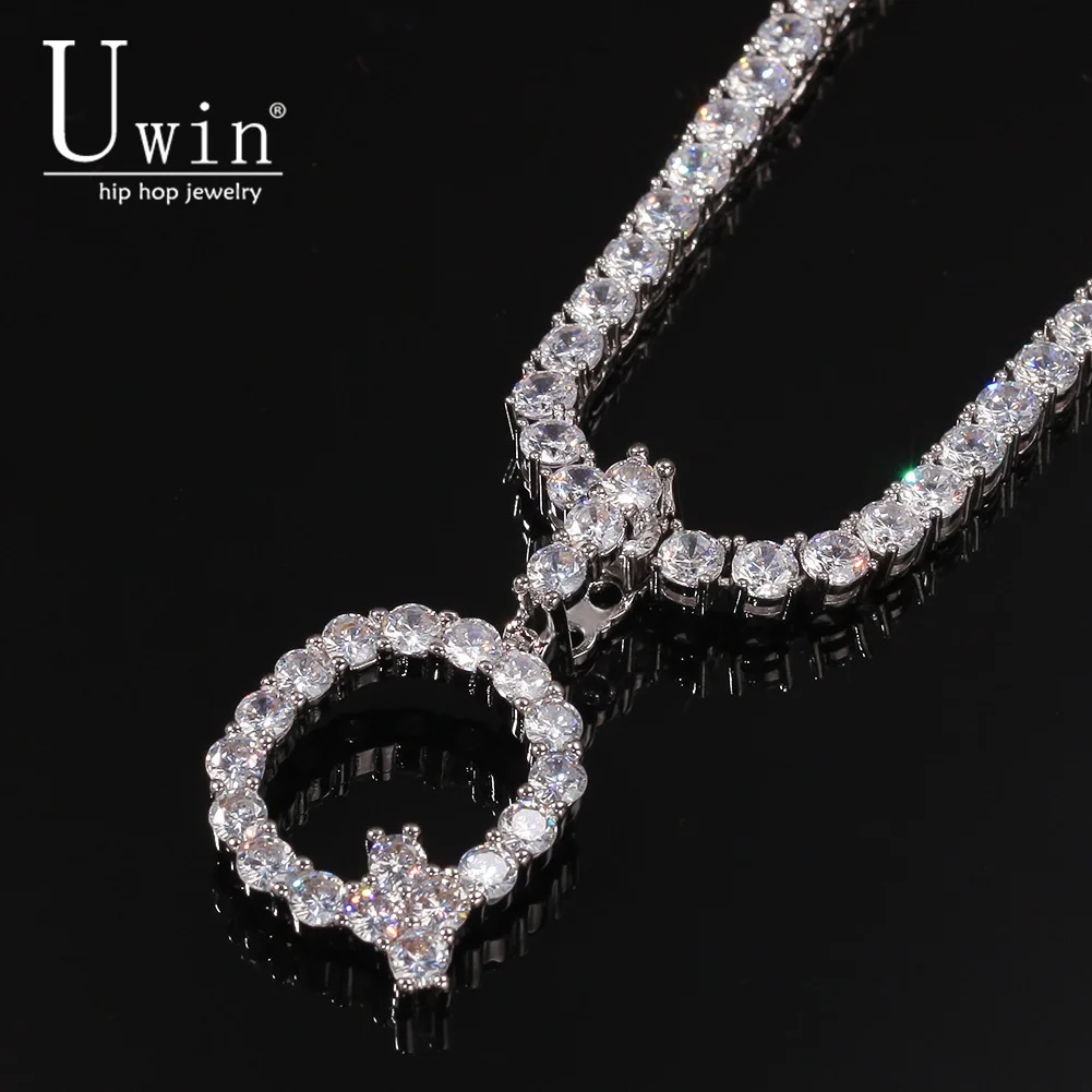 

UWIN Tennis Letters With Tennis Chain Custom Intial Name Pendant Jewelry Charm Cubic Zirconia Hip Hop Necklaces Drop Shipping