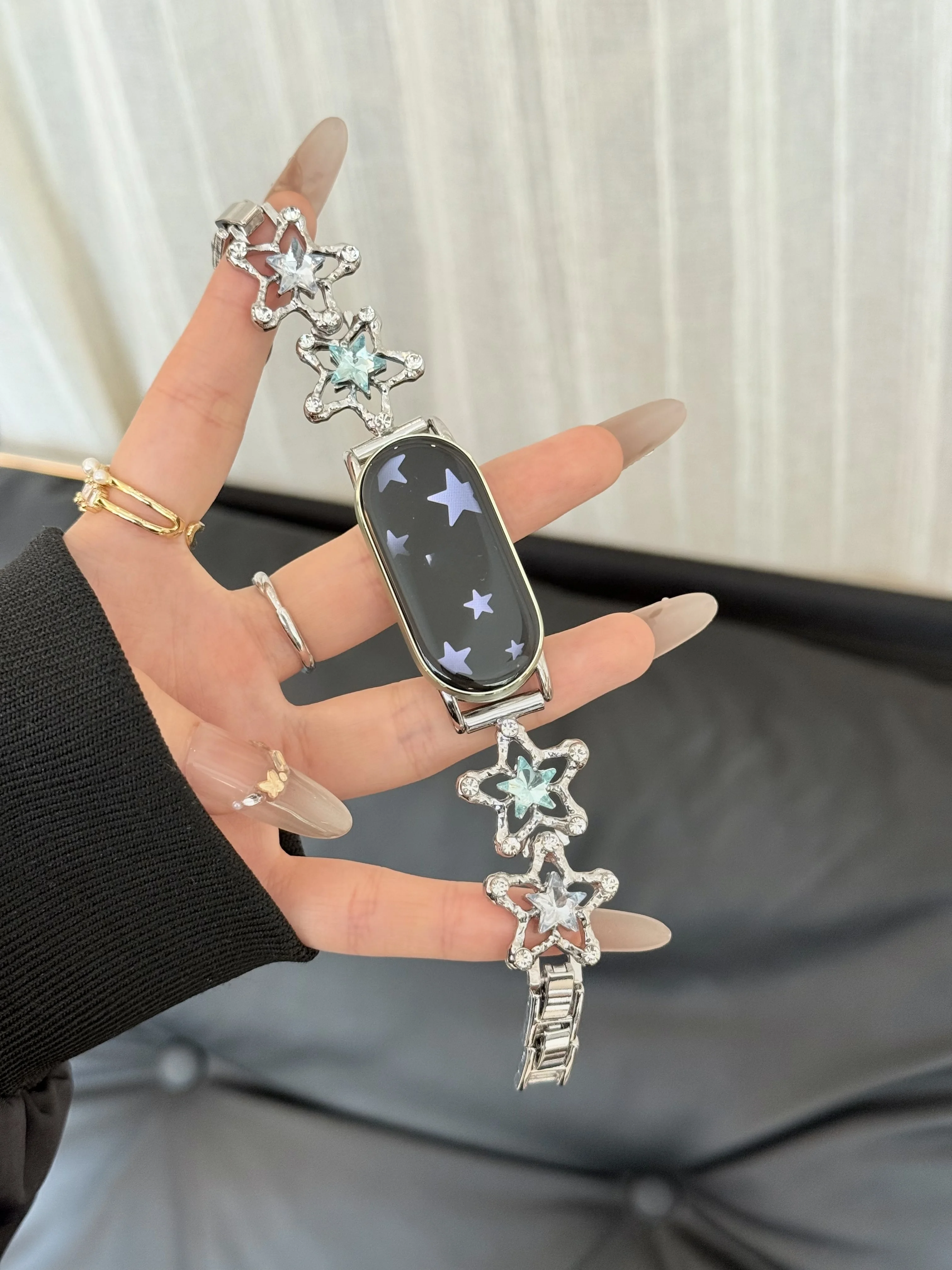 

Strap hollowed out starfish colored diamond suitable Xiaomi Band 8Pro/9Pro，For Mi band 3/4/5/6/7，8/8NFC/9/9NFC/10/10NFC，For Redm