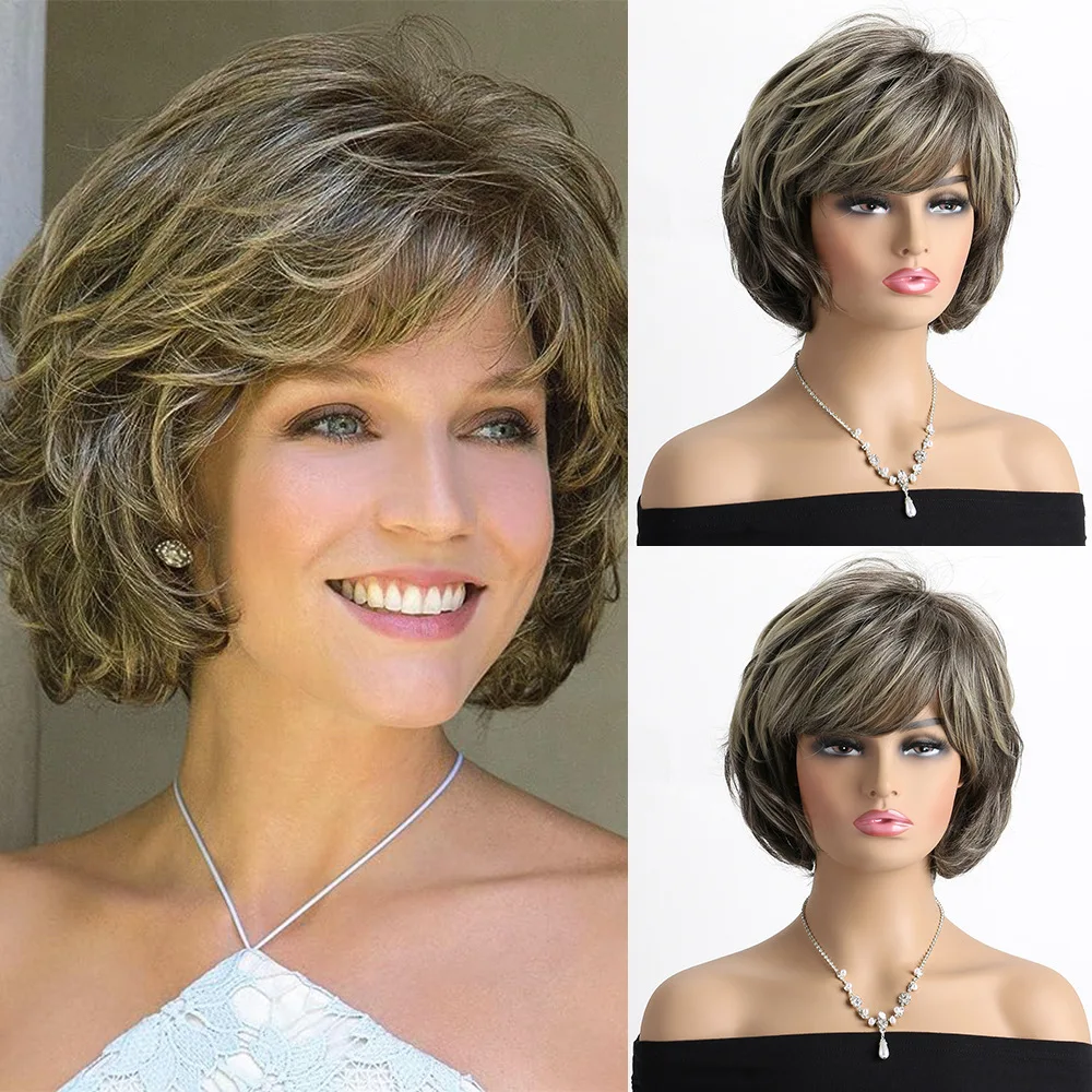 Euro-American fashion wigs, ladies' synthetic short curly wigs, voluminous, stylish and natural