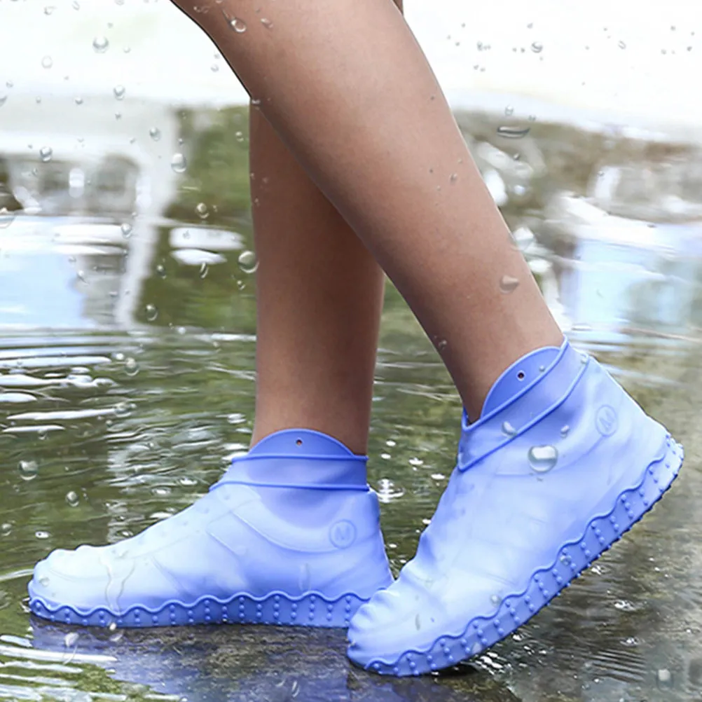 

3Pairs Silicone Waterproof Shoe Covers Rainy Day Overshoes Slip Resistant Reusable Foldable Elastic Fit for Unisex