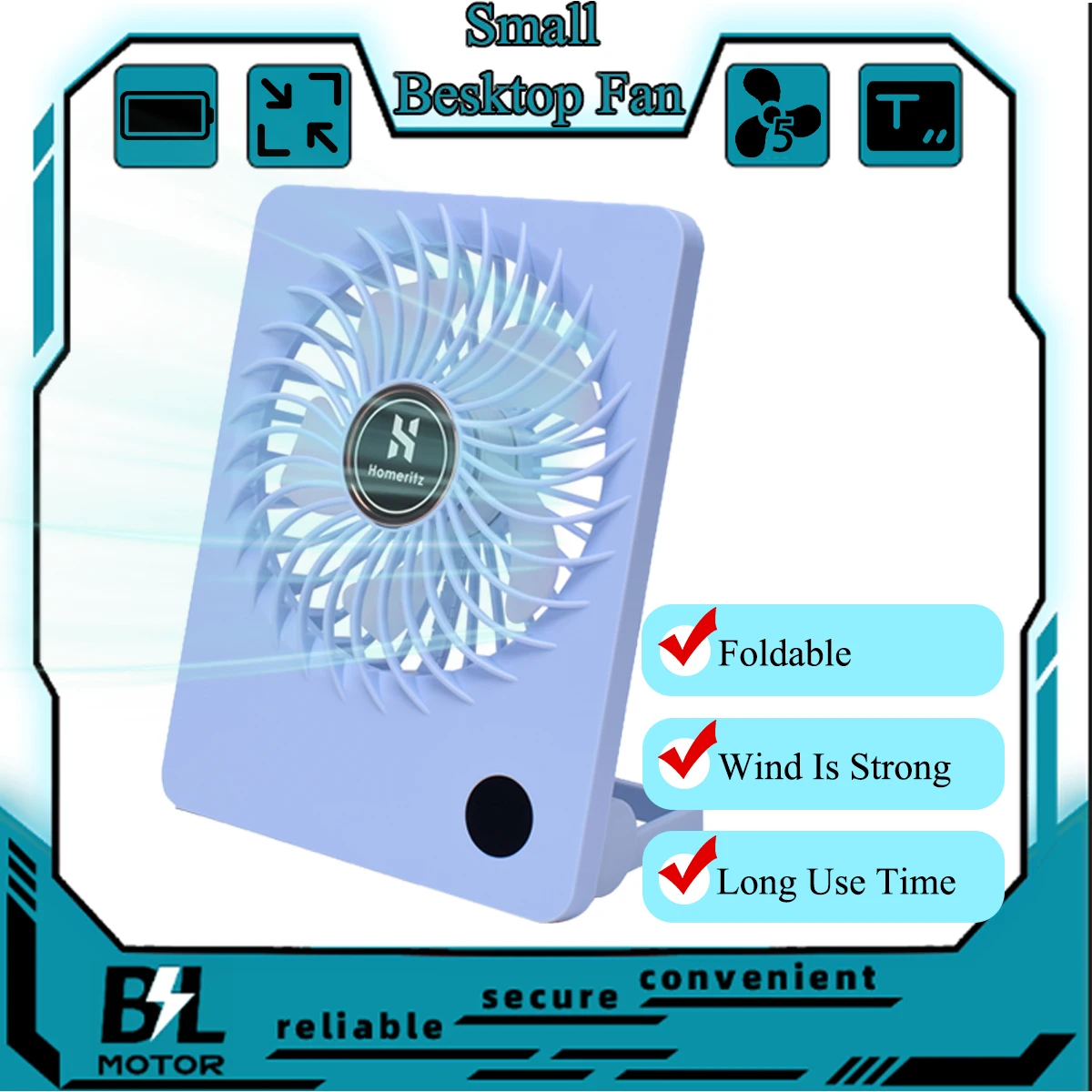 

Protable Mini Desktop Fan DCB4-1 Home 5 Speed Battery Fan Wireless Quick Cooling Hand Fans