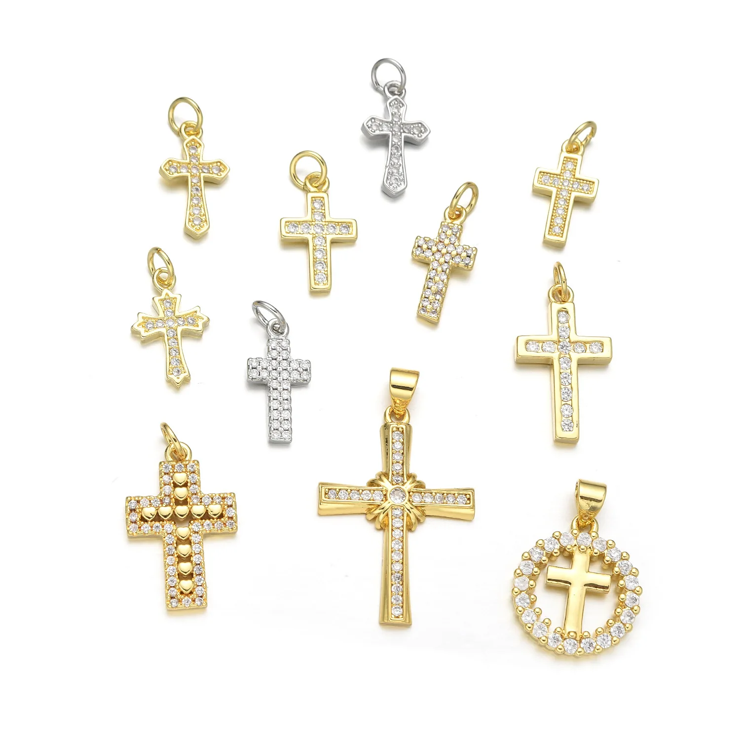5pcs North America's Virgin Mary Zircon Cross Pendant Accessories DIY Bracelet Necklace Jewelry Production Material Wholesale