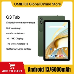 UMIDIGI G3 탭 태블릿, 안드로이드 13, MTK Helio A22, 6000mAh, 10.1 인치 HD, 3GB, 32GB, 8MP AI 카메라, 독특한 디자인 태블릿