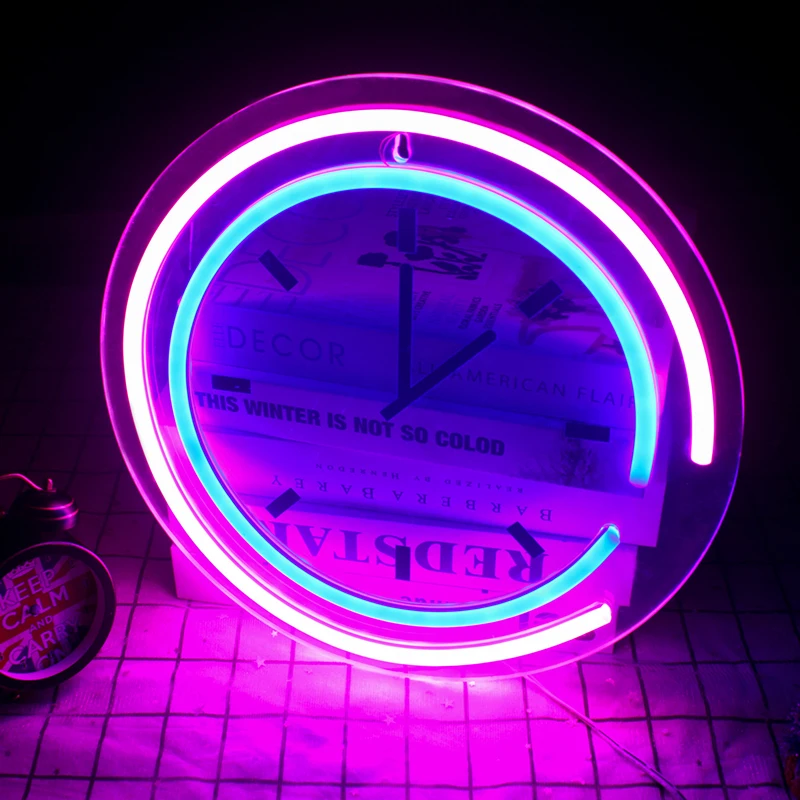 

Wanxing Clock Shape LED Neon Sign Acrylic Wall Hainging Light Lamps Study Home Room Decor Shop Xmas Gift USB Power 32.5X32.5cm