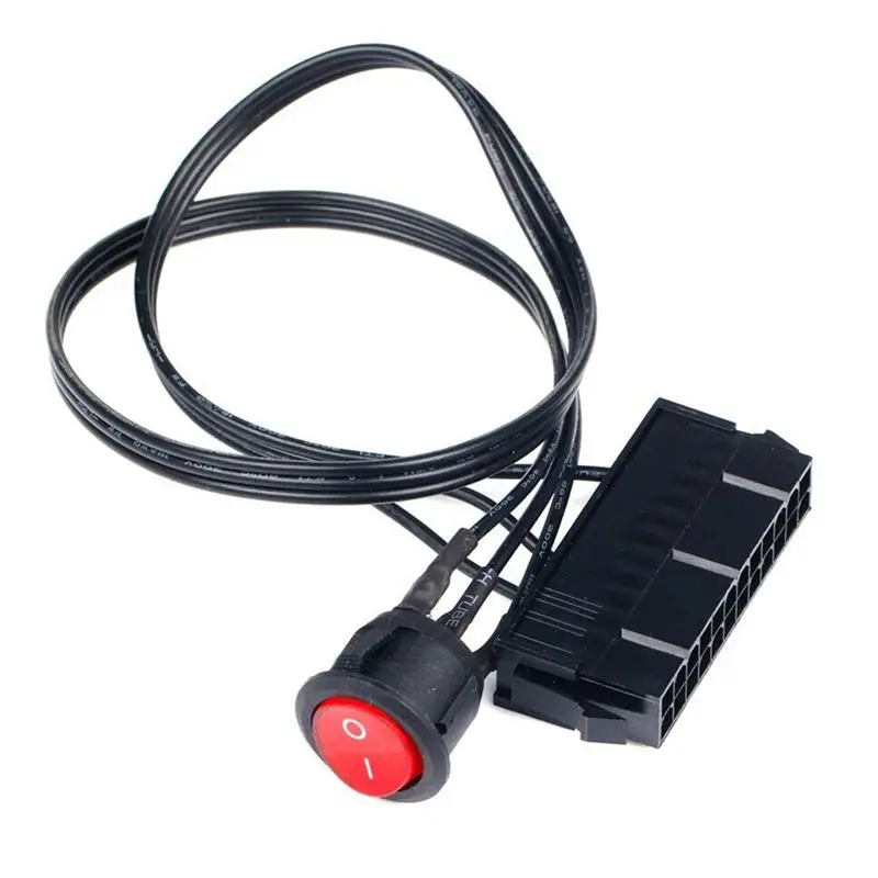 Efficient 10 Pcs 50Cm Cable Copper Tin Wire 24-Pin Female ATX PSU Power Supply Starter Tester Start Up Jumper With ON/OFF Switch