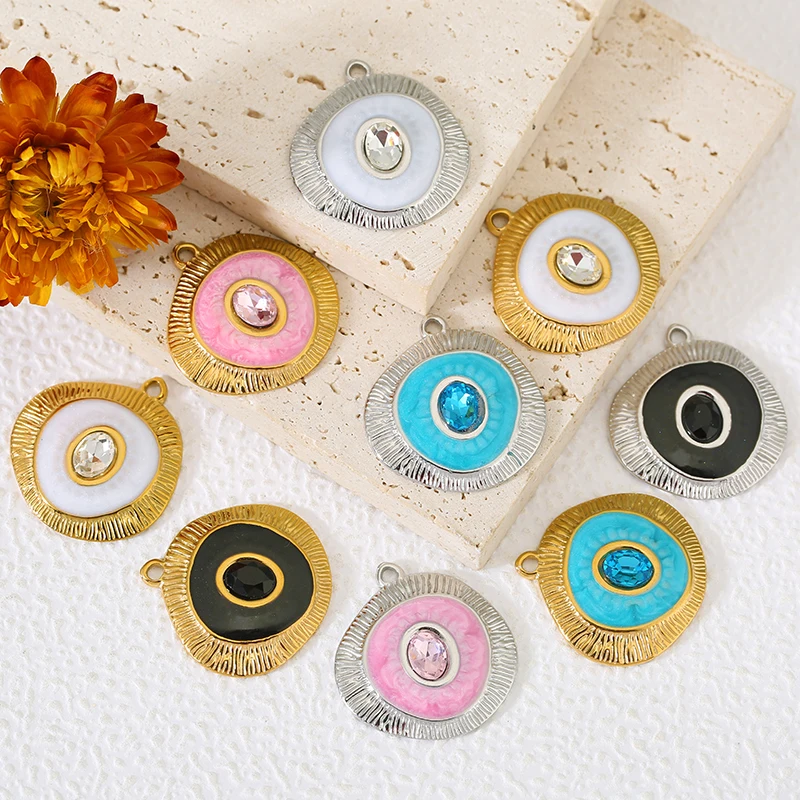 

4pcs Stainless Steel Geometry Crystal Enamel Charms for Jewelry Making Women Pendants DIY Earring Necklace Jewelry Accessories