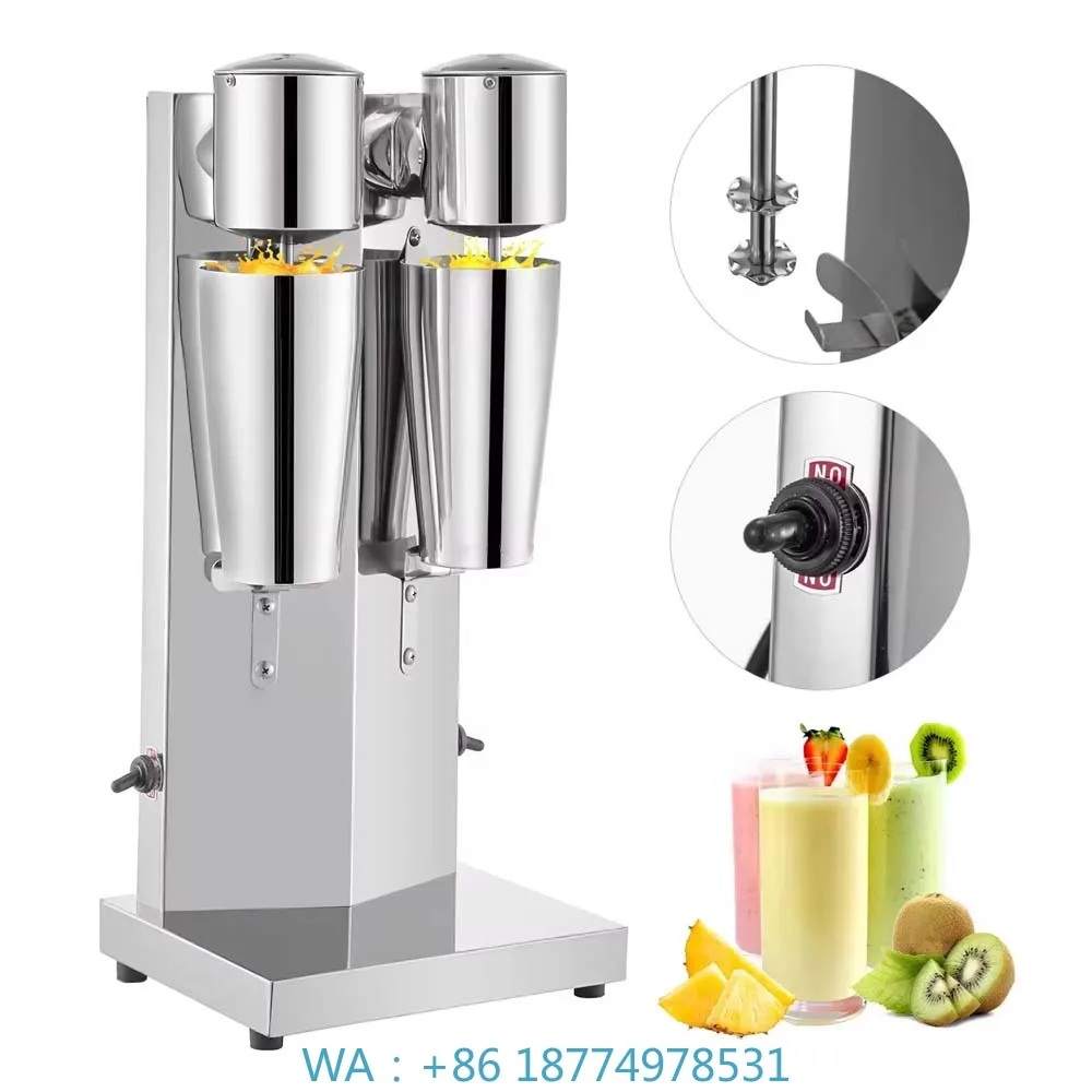 Stainless Steel Double Head Beverage Stirring Station for Milk Foam, Milkshake and Bubble Tea Preparation