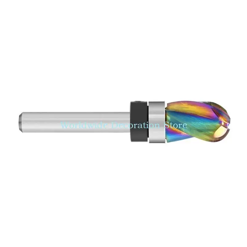 Q39B Industrial Strength Router Bit Three Flute Configuration Rainbows Wear Proof Coating Fit for Furniture Making Woodcraft