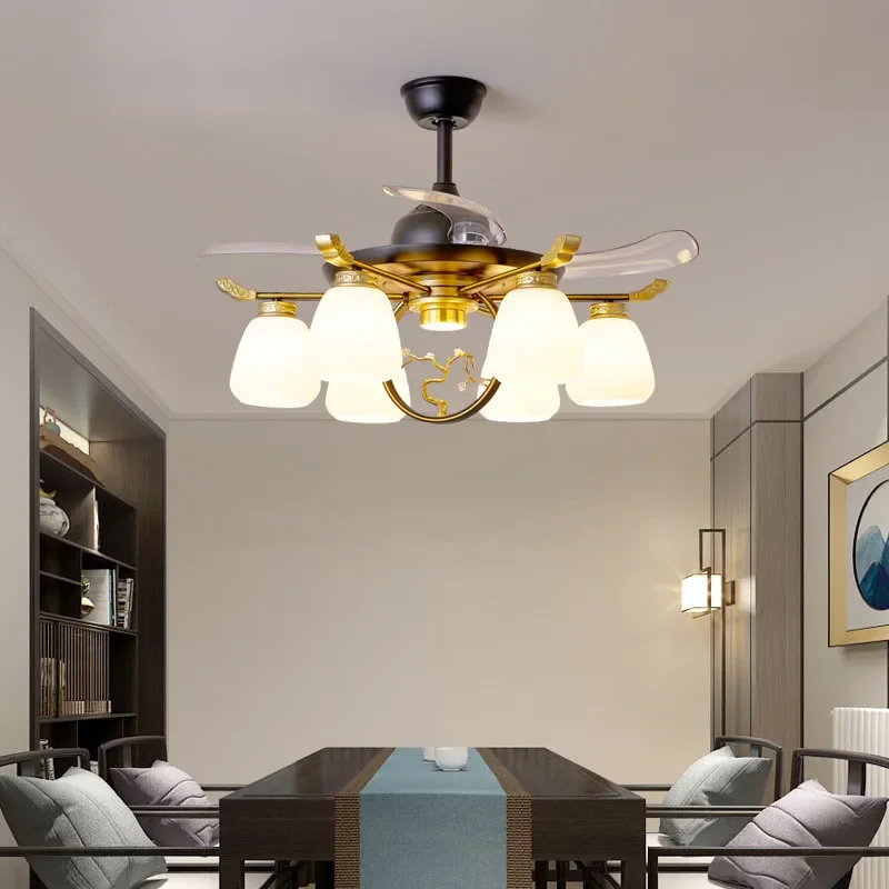 SOFEINA Modern Stealth Fan Light Luxury Living Room Restaurant Bedroom Ceiling Fan Light Remote LED Electric Fan Light image 5