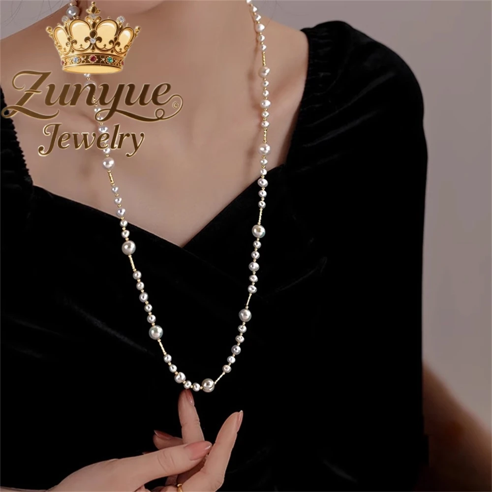 

Pearl Necklace, Sweater Chain, Versatile High-End, Long, Light Luxury, New Chinese-Style Beaded Charms Fashion Jewelry Exquisite