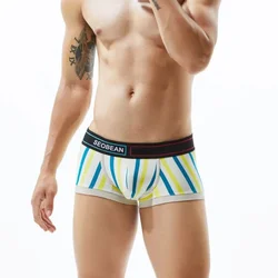 Men's Cotton Boxer Shorts Low-Rise Breathable Underwear Colorful Striped with U Pouch Comfortable 80214 412107