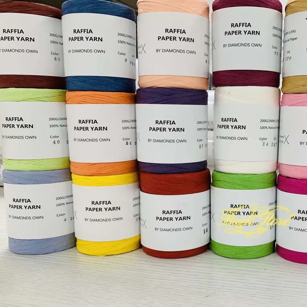 240M Home Decoration Knitting Yarn 100% Natural RAFFIA Paper Yarn Braided Cord Supplies Fiber Paper Rope DIY Summer Bag DIY