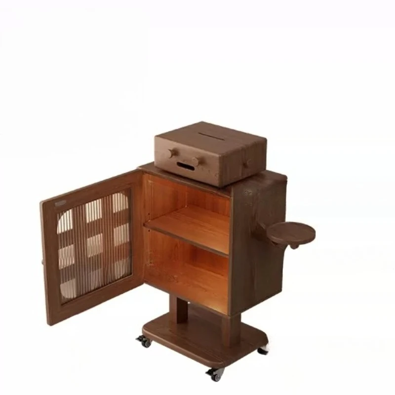 Movable, solid wood bedroom locker, medieval creative robot, children's bedside cabinet